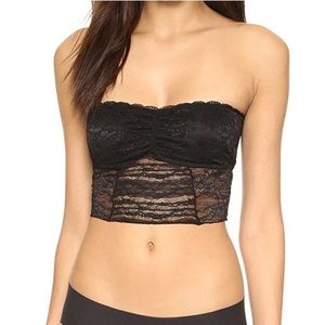 Free People strapless Galloon Lace Bandeau Bra blk